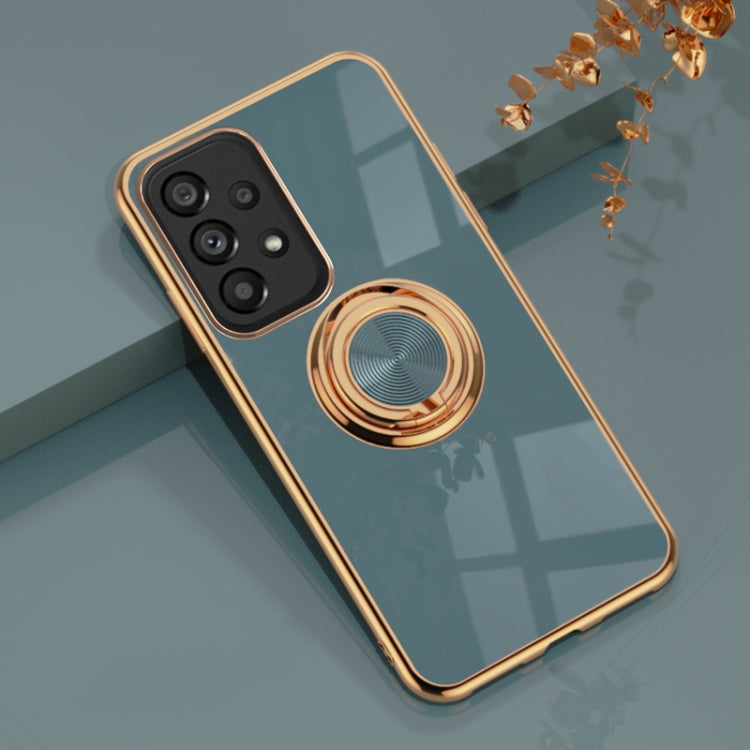 For Samsung Galaxy A53 Japanese Version 6D Electroplating Full Coverage Silicone Protective Case with Magnetic Ring Holder