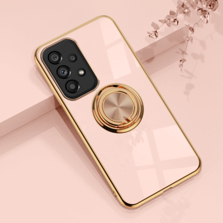 For Samsung Galaxy A53 Japanese Version 6D Electroplating Full Coverage Silicone Protective Case with Magnetic Ring Holder