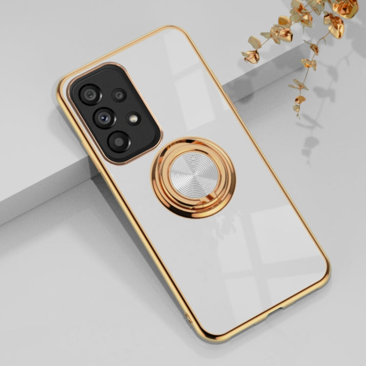 For Samsung Galaxy A53 Japanese Version 6D Electroplating Full Coverage Silicone Protective Case with Magnetic Ring Holder