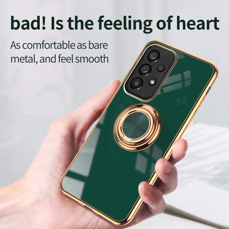 For Samsung Galaxy A53 Japanese Version 6D Electroplating Full Coverage Silicone Protective Case with Magnetic Ring Holder