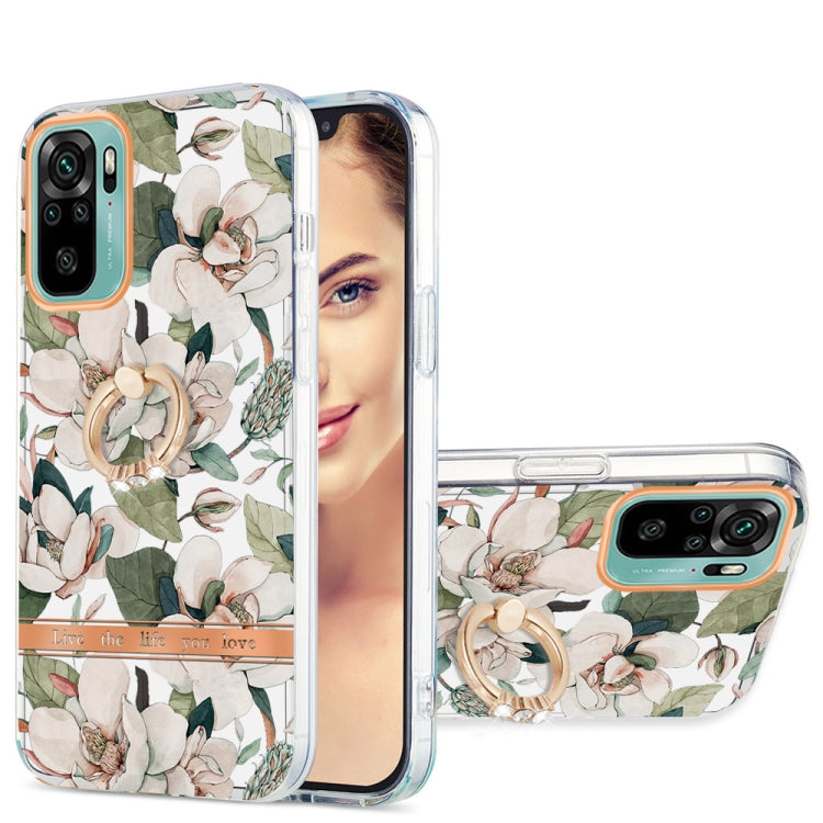 For Xiaomi Redmi Note 10S / Note 10 4G Ring IMD Flowers TPU Phone Case