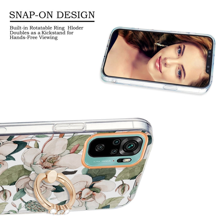 For Xiaomi Redmi Note 10S / Note 10 4G Ring IMD Flowers TPU Phone Case