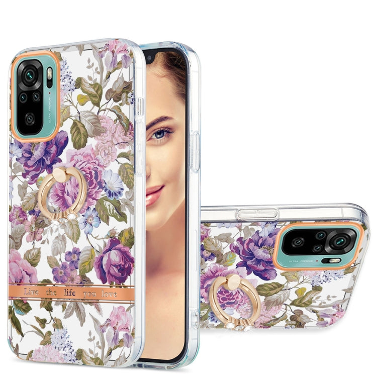 For Xiaomi Redmi Note 10S / Note 10 4G Ring IMD Flowers TPU Phone Case