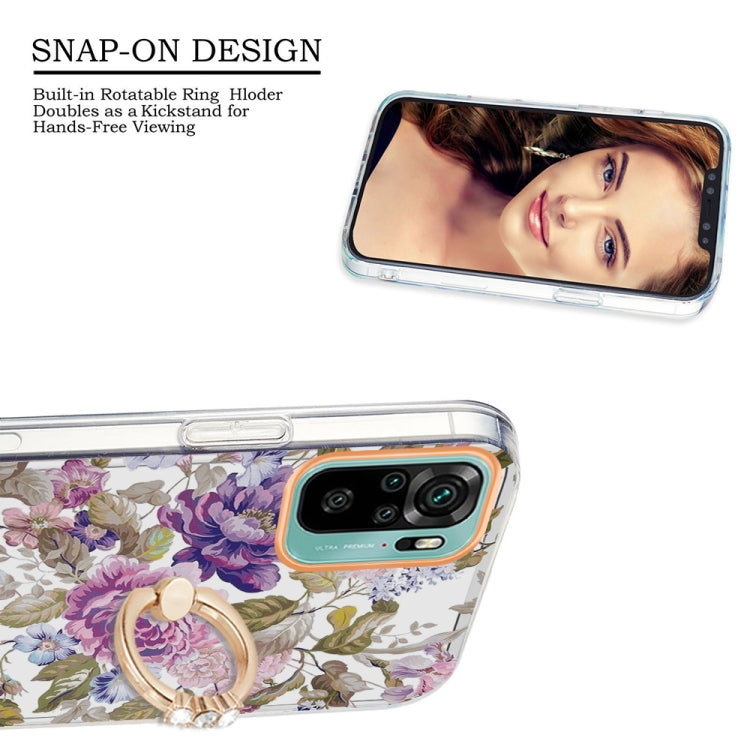 For Xiaomi Redmi Note 10S / Note 10 4G Ring IMD Flowers TPU Phone Case