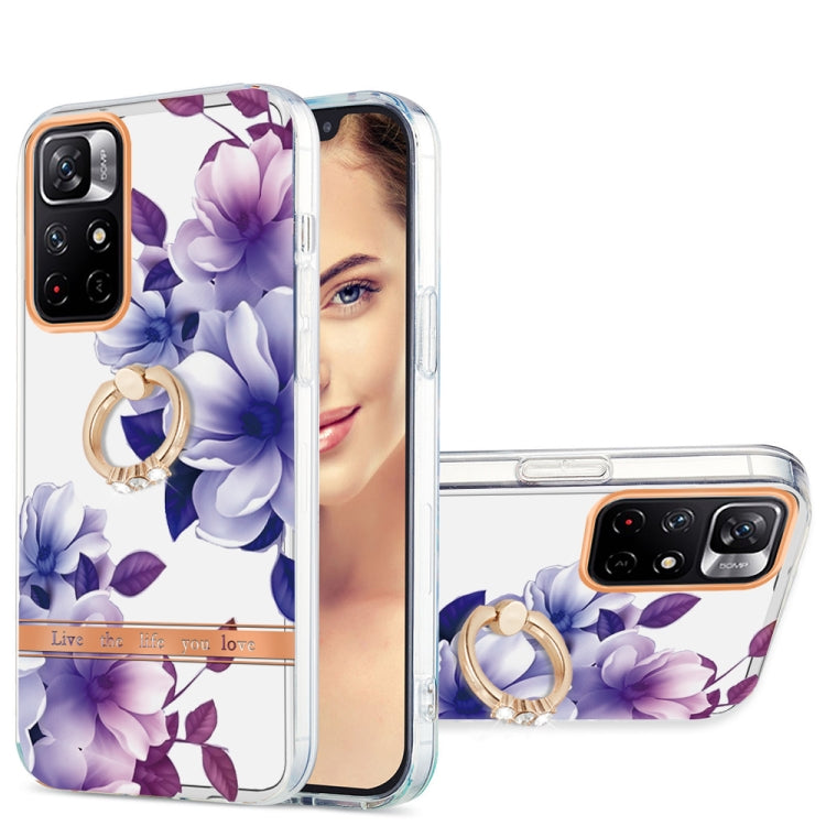For Xiaomi Redmi Note 11 5G / Poco M4 Pro 5G Ring IMD Flowers TPU Phone Case