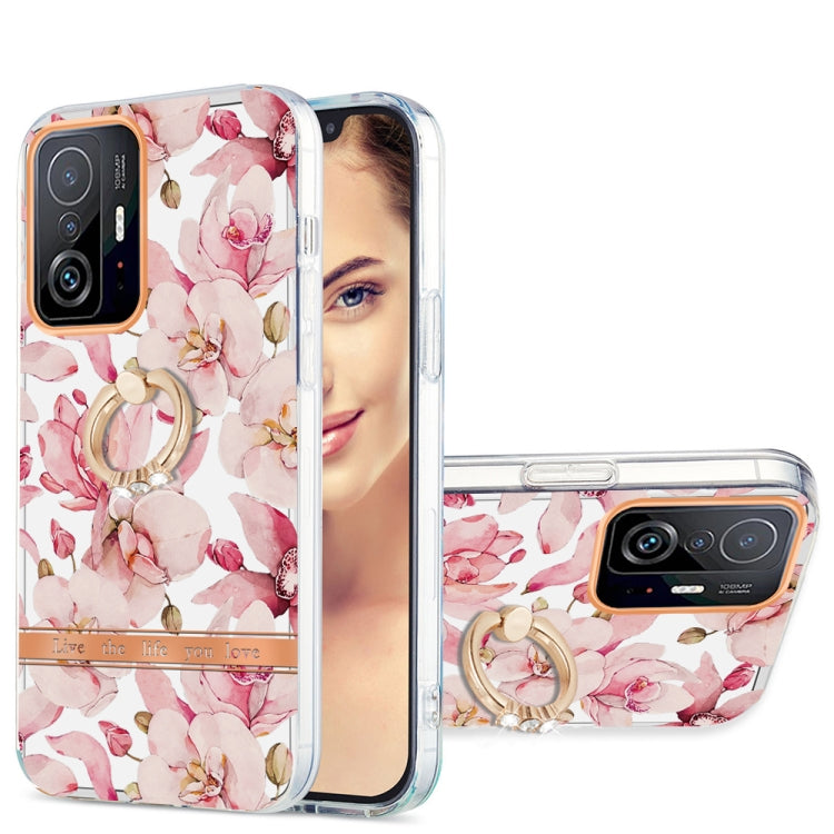For Xiaomi Mi 11T Ring IMD Flowers TPU Phone Case