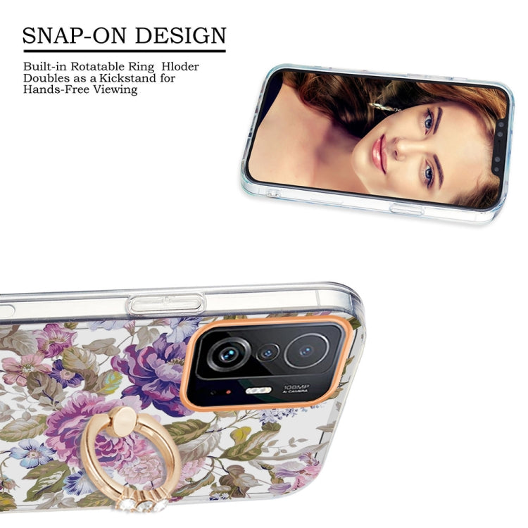 For Xiaomi Mi 11T Ring IMD Flowers TPU Phone Case