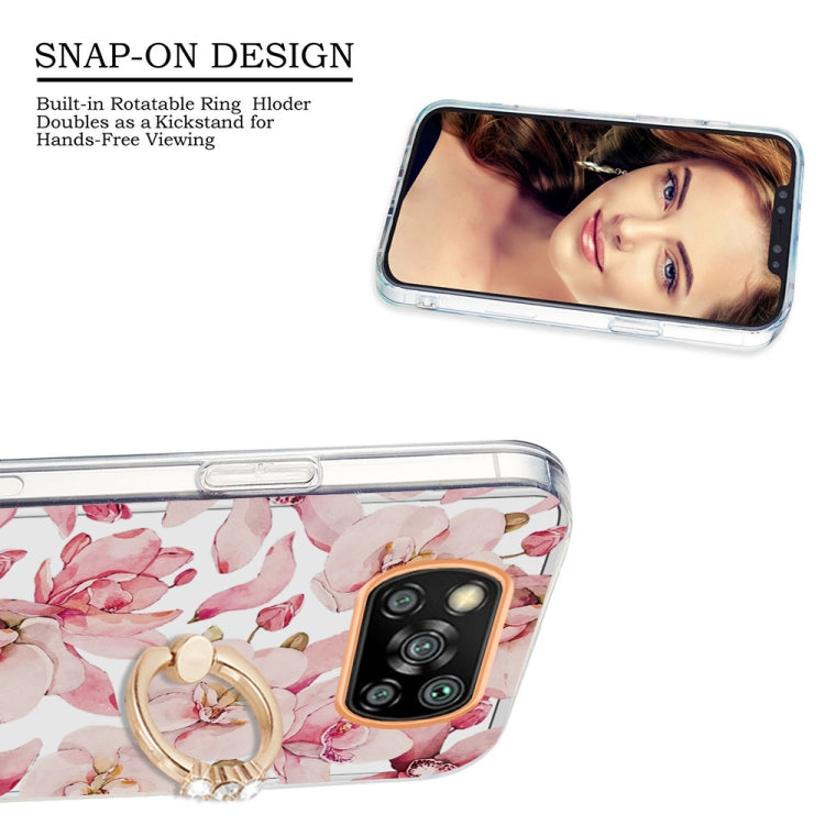 For Xiaomi Poco X3 NFC Ring IMD Flowers TPU Phone Case