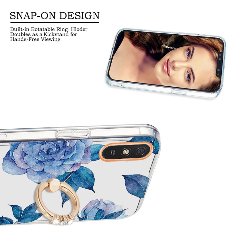 For Xiaomi Redmi 9A Ring IMD Flowers TPU Phone Case