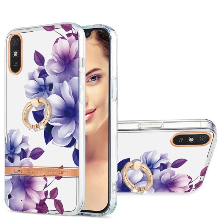 For Xiaomi Redmi 9A Ring IMD Flowers TPU Phone Case