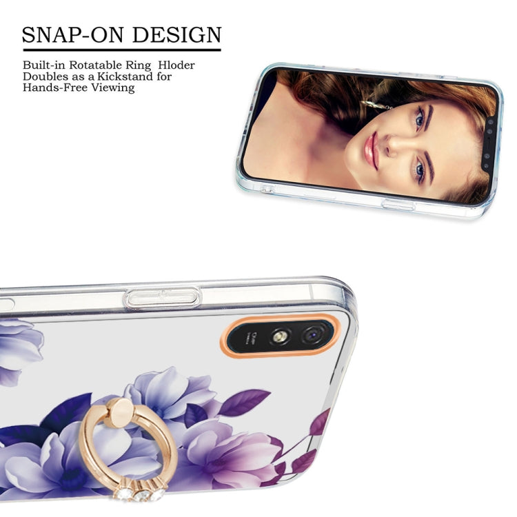 For Xiaomi Redmi 9A Ring IMD Flowers TPU Phone Case