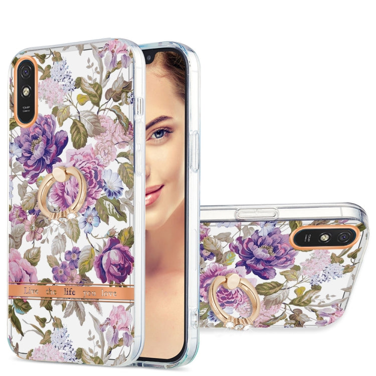 For Xiaomi Redmi 9A Ring IMD Flowers TPU Phone Case