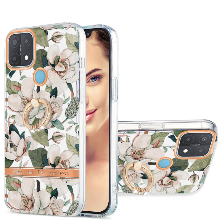 For OPPO A15 / A15s Ring IMD Flowers TPU Phone Case