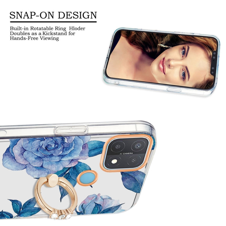 For OPPO A15 / A15s Ring IMD Flowers TPU Phone Case