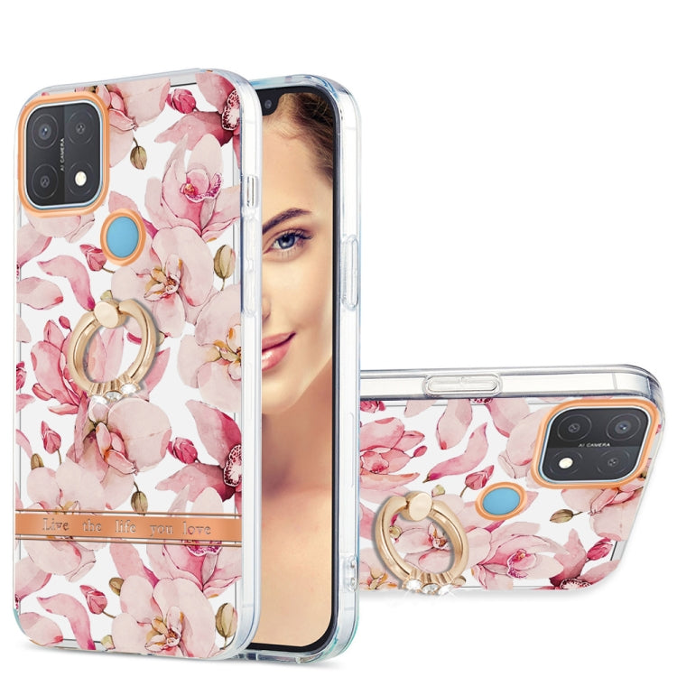 For OPPO A15 / A15s Ring IMD Flowers TPU Phone Case