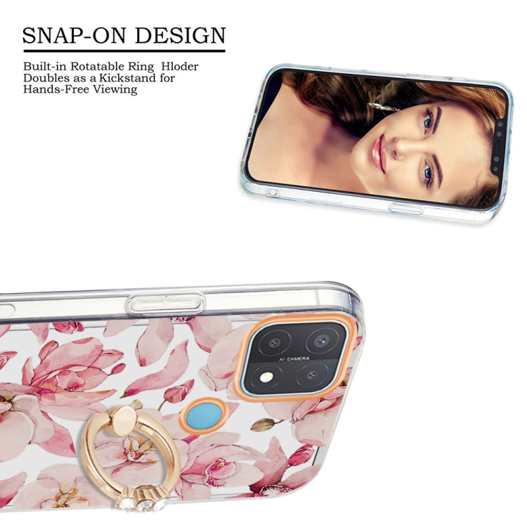 For OPPO A15 / A15s Ring IMD Flowers TPU Phone Case