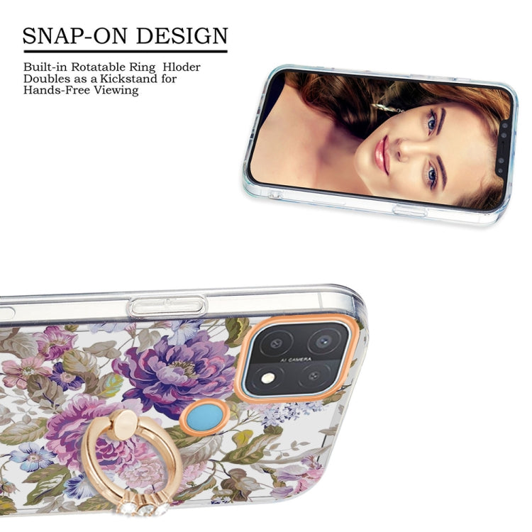 For OPPO A15 / A15s Ring IMD Flowers TPU Phone Case