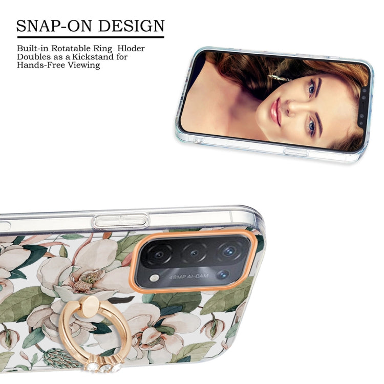 For OPPO A74 5G / A93 5G / A54 5G / A93S 5G Ring IMD Flowers TPU Phone Case