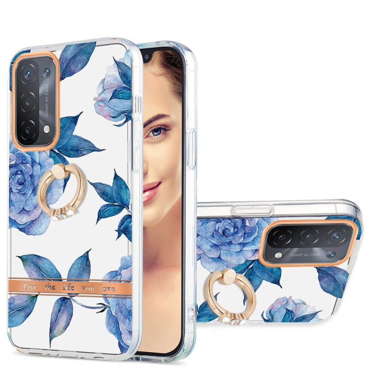 For OPPO A74 5G / A93 5G / A54 5G / A93S 5G Ring IMD Flowers TPU Phone Case
