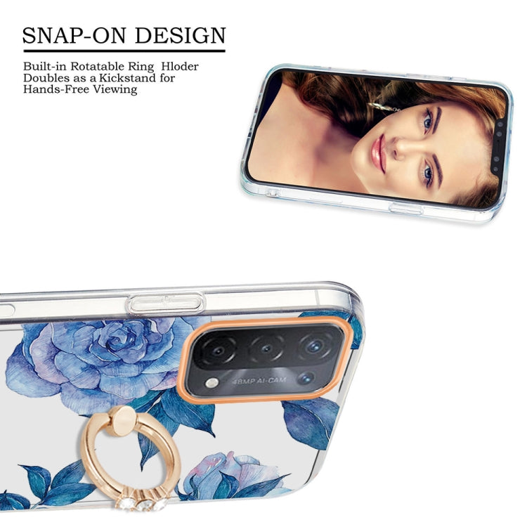 For OPPO A74 5G / A93 5G / A54 5G / A93S 5G Ring IMD Flowers TPU Phone Case