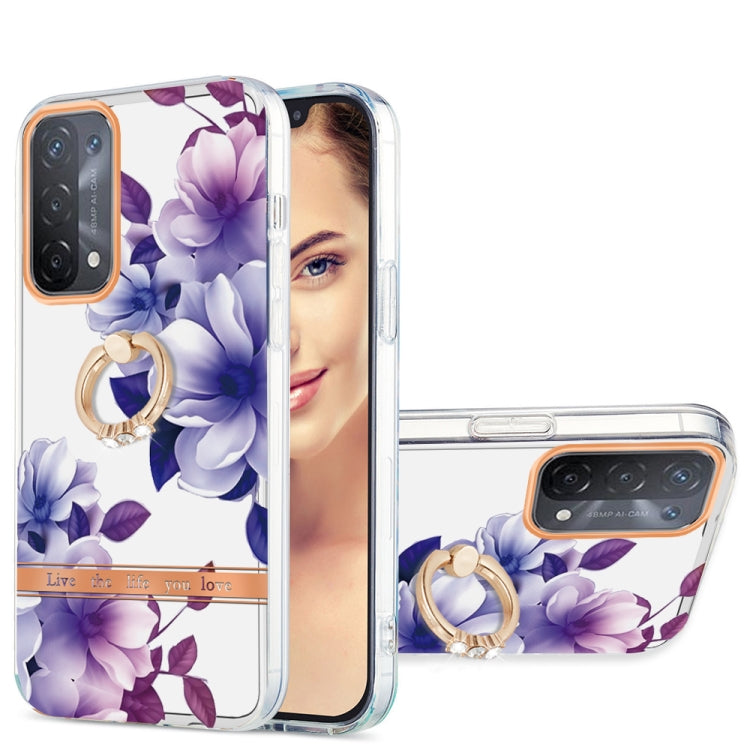 For OPPO A74 5G / A93 5G / A54 5G / A93S 5G Ring IMD Flowers TPU Phone Case