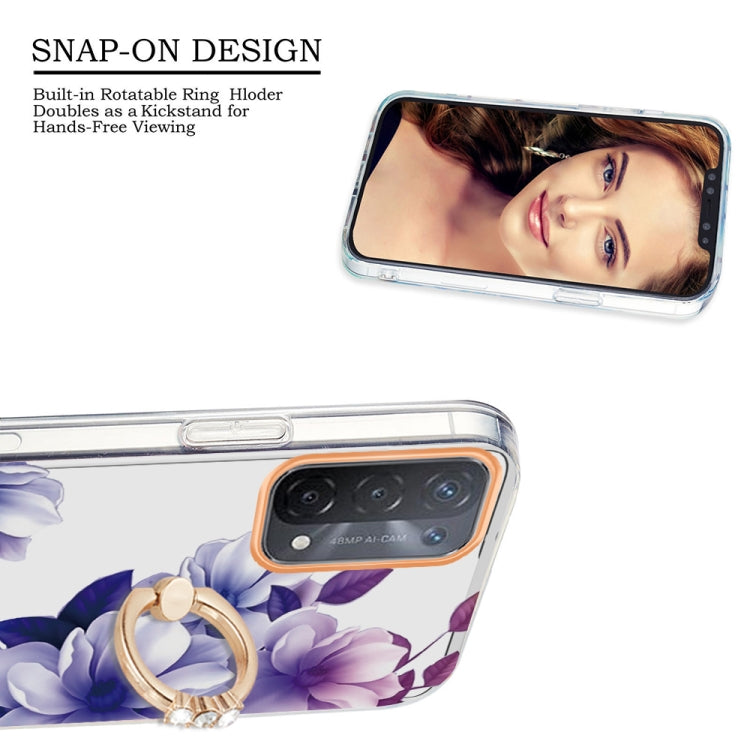 For OPPO A74 5G / A93 5G / A54 5G / A93S 5G Ring IMD Flowers TPU Phone Case