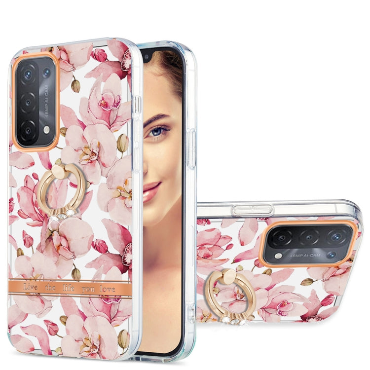For OPPO A74 5G / A93 5G / A54 5G / A93S 5G Ring IMD Flowers TPU Phone Case