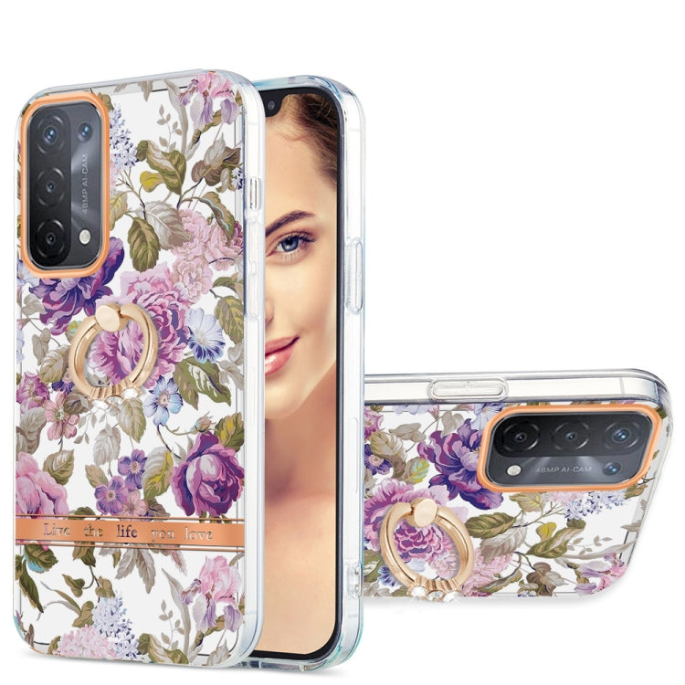 For OPPO A74 5G / A93 5G / A54 5G / A93S 5G Ring IMD Flowers TPU Phone Case