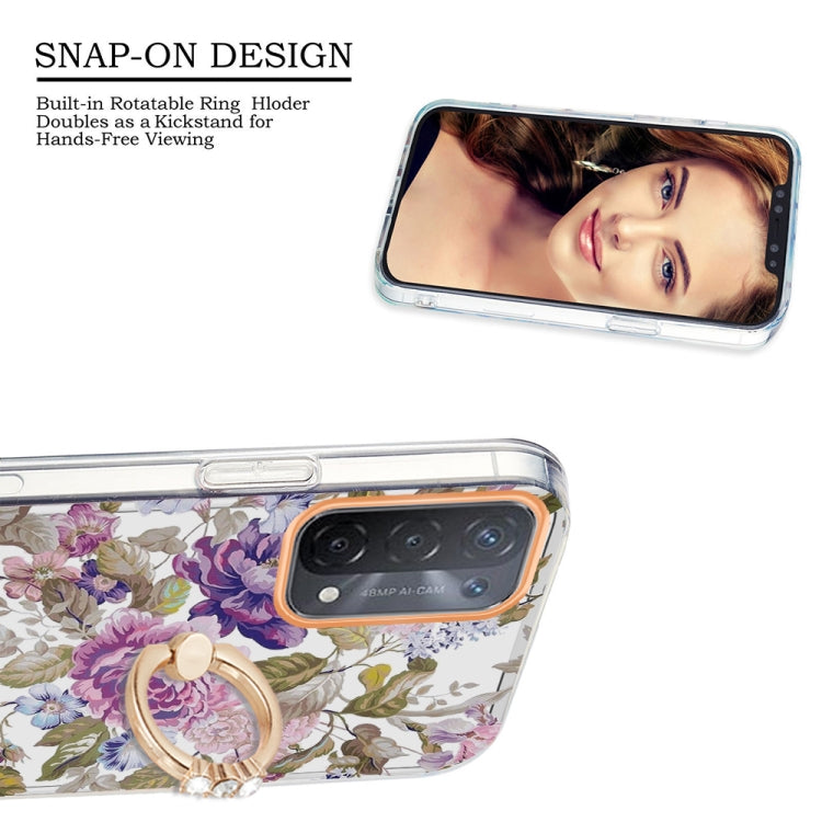 For OPPO A74 5G / A93 5G / A54 5G / A93S 5G Ring IMD Flowers TPU Phone Case
