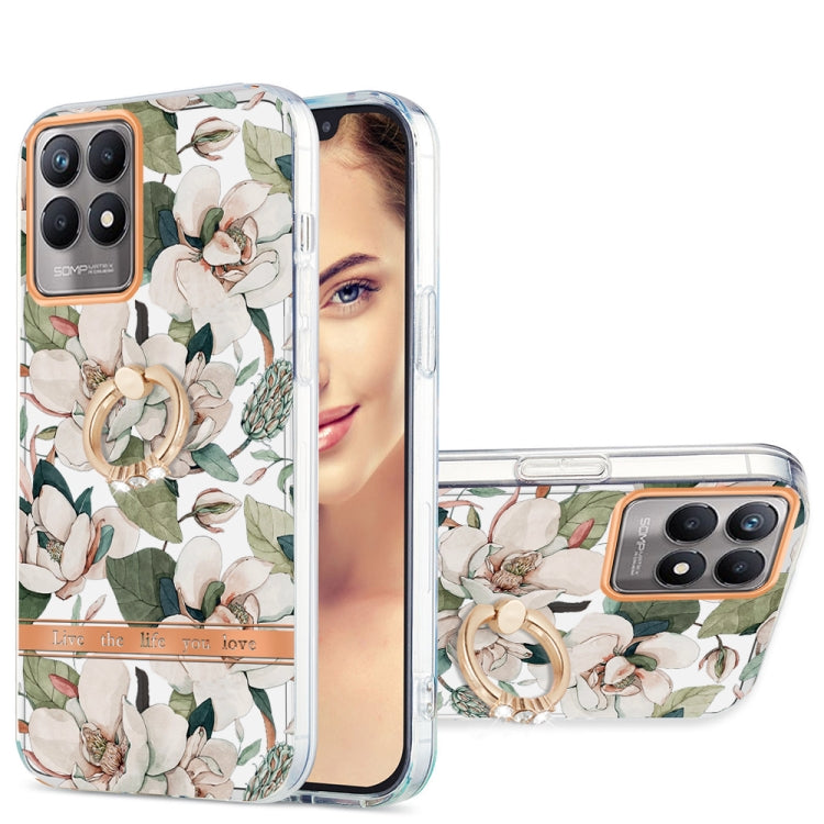For OPPO Realme 8i Ring IMD Flowers TPU Phone Case