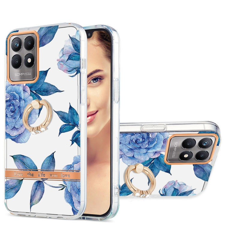 For OPPO Realme 8i Ring IMD Flowers TPU Phone Case