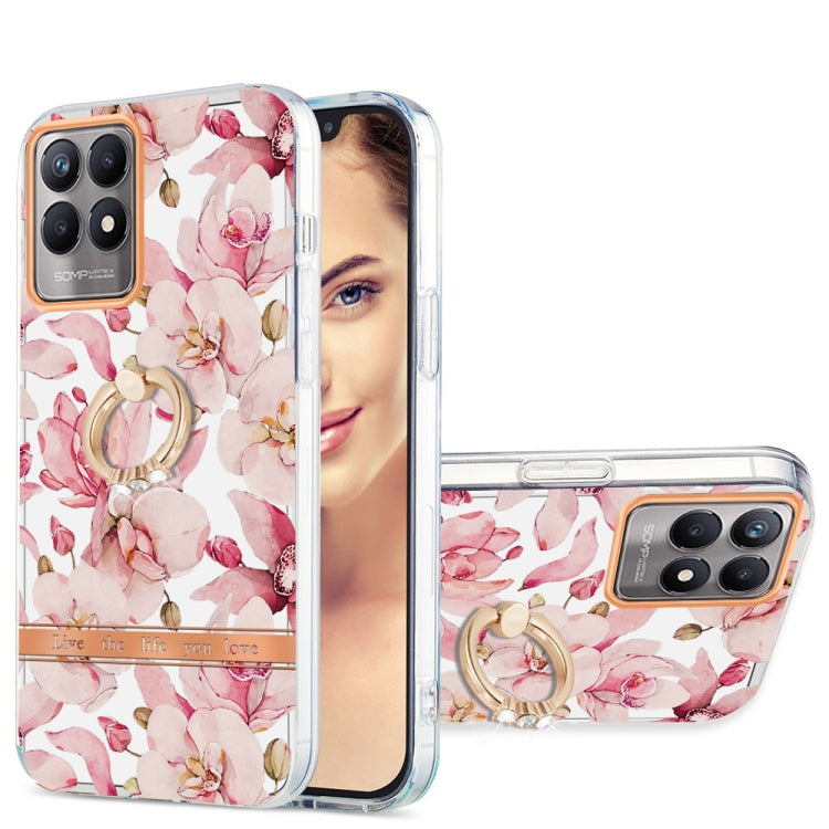 For OPPO Realme 8i Ring IMD Flowers TPU Phone Case