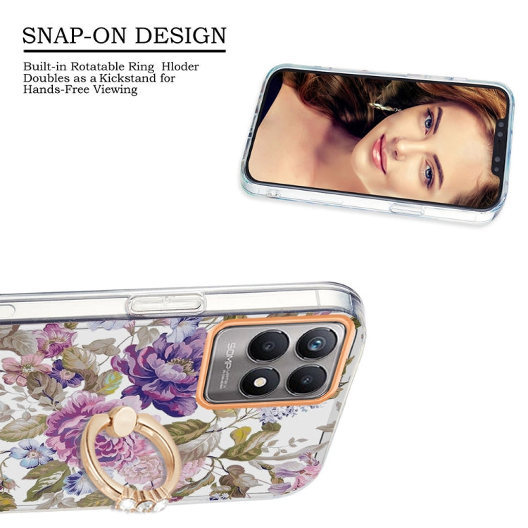 For OPPO Realme 8i Ring IMD Flowers TPU Phone Case