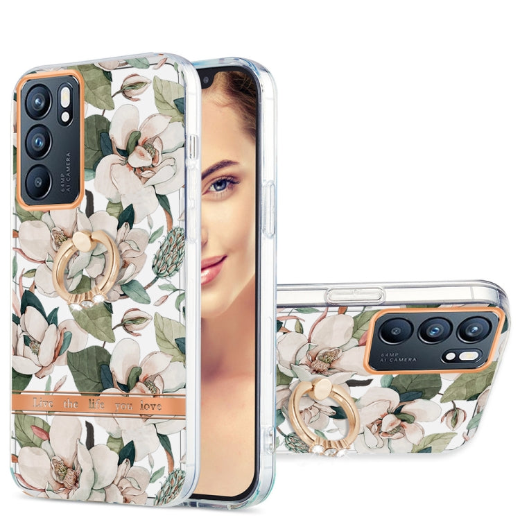 For OPPO Reno6 5G Ring IMD Flowers TPU Phone Case