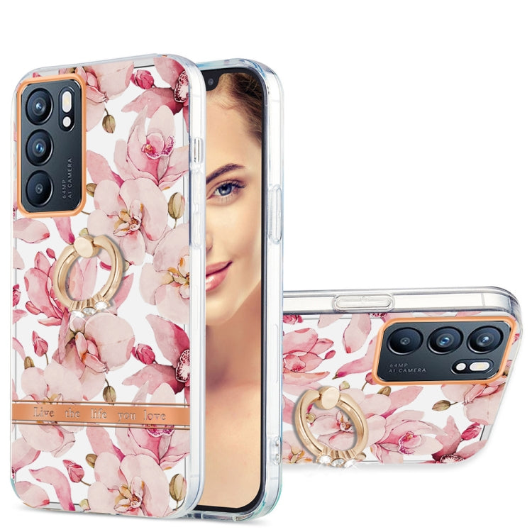 For OPPO Reno6 5G Ring IMD Flowers TPU Phone Case