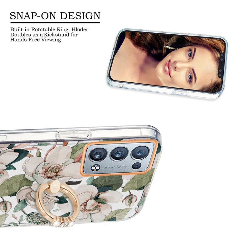 For OPPO Reno6 Pro+ 5G / Reno6 Pro Global Ring IMD Flowers TPU Phone Case