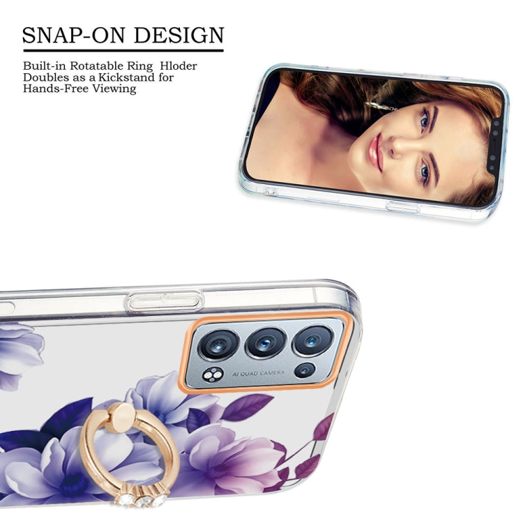 For OPPO Reno6 Pro+ 5G / Reno6 Pro Global Ring IMD Flowers TPU Phone Case