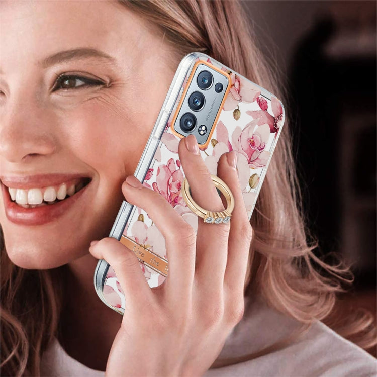 For OPPO Reno6 Pro+ 5G / Reno6 Pro Global Ring IMD Flowers TPU Phone Case