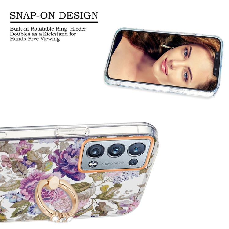 For OPPO Reno6 Pro+ 5G / Reno6 Pro Global Ring IMD Flowers TPU Phone Case