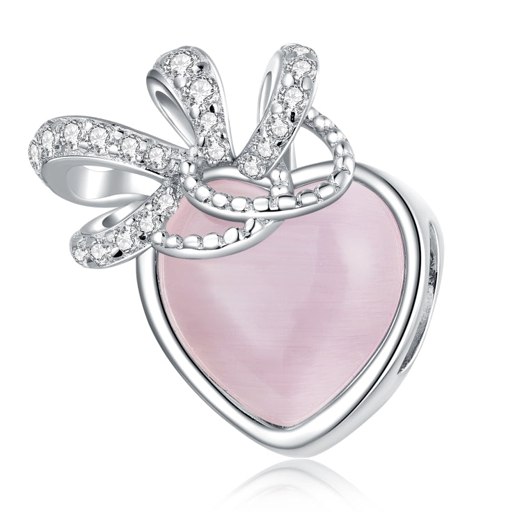 S925 Sterling Silver Pink Heart Beads DIY Bracelet Necklace Accessories