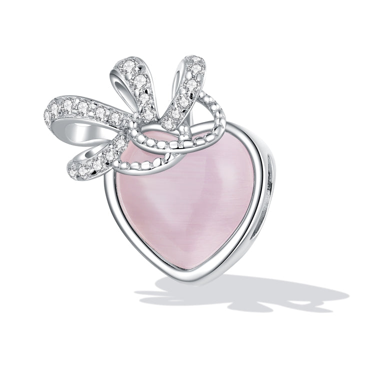 S925 Sterling Silver Pink Heart Beads DIY Bracelet Necklace Accessories