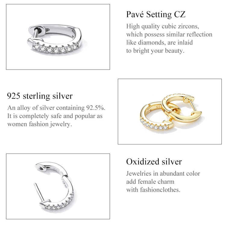 S925 Sterling Silver Simple Ear Buckle Women Earrings, Size:S