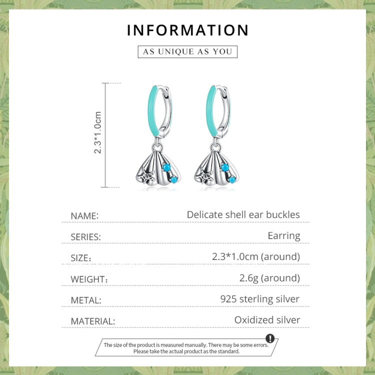 S925 Sterling Silver Delicate Shell Ear Buckle Women Earrings