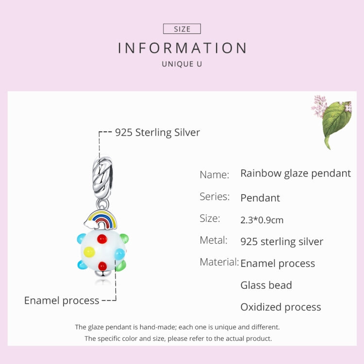 S925 Sterling Silver Silver Rainbow Glaze Pendant DIY Bracelet Necklace Accessories