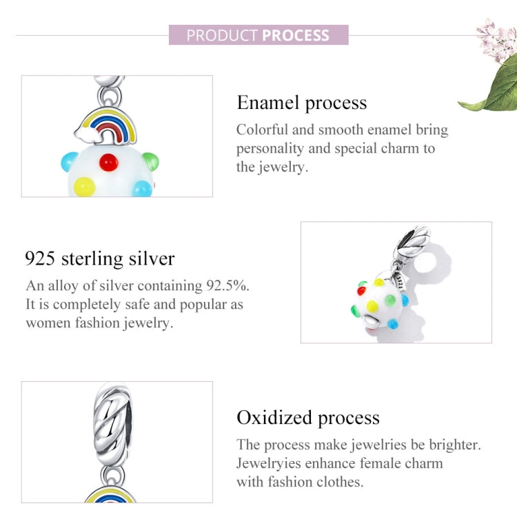 S925 Sterling Silver Silver Rainbow Glaze Pendant DIY Bracelet Necklace Accessories