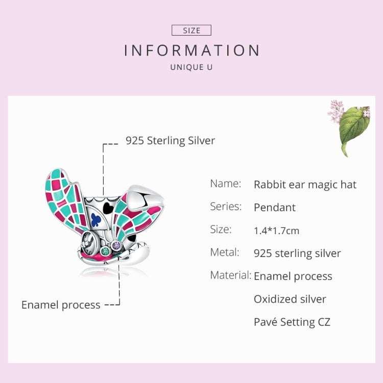 S925 Sterling Silver Rabbit Ear Magic Hat Beads DIY Bracelet Necklace Accessories