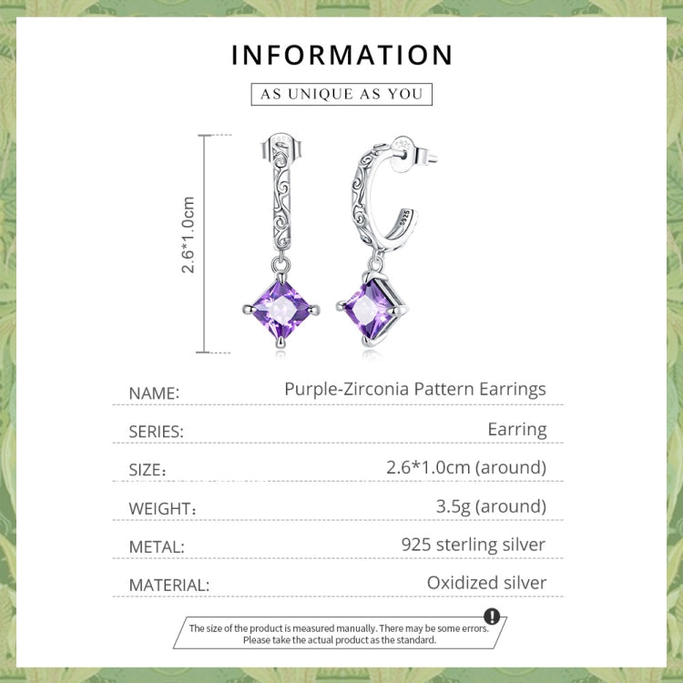 S925 Sterling Silver Purple Flower Texture Ear Stud Women Earrings