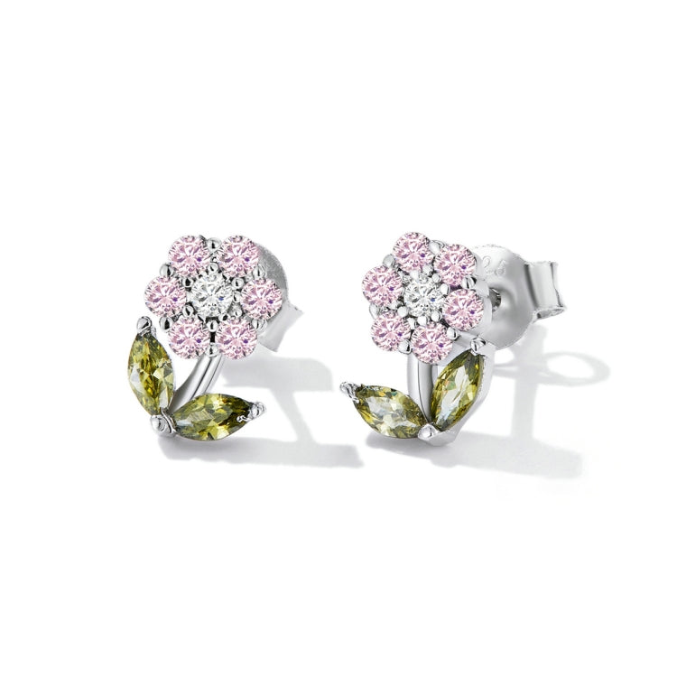 S925 Sterling Silver Flower Ear Stud Women Earrings