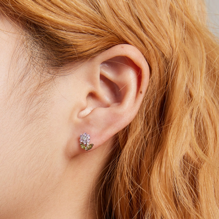 S925 Sterling Silver Flower Ear Stud Women Earrings