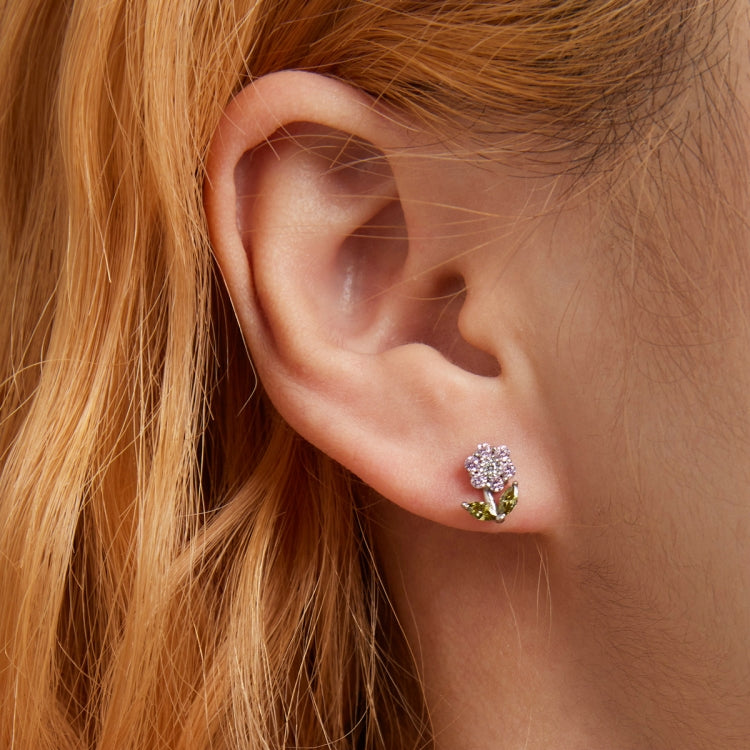S925 Sterling Silver Flower Ear Stud Women Earrings